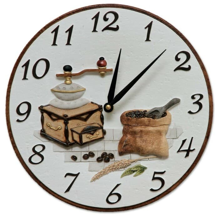 Horloge murale pour cuisine décor moulin à café