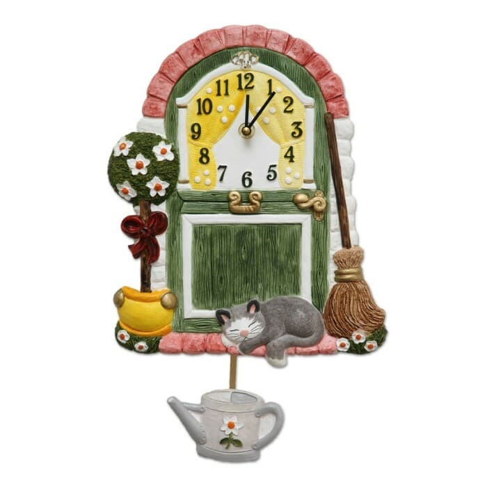 Horloge murale pour cuisine porte de jardin en céramique avec balancier arrosoir