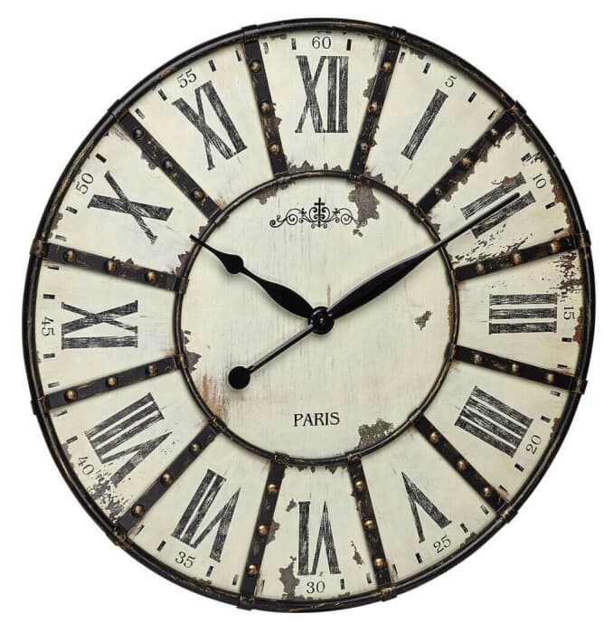 Horloge industrielle vintage en bois et métal Ø 60 cm