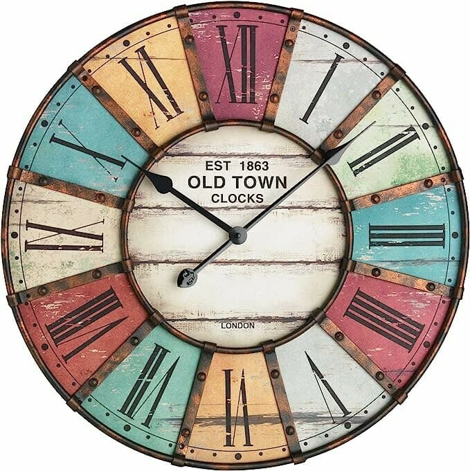 Horloge murale industrielle vintage colorée en métal Ø 60