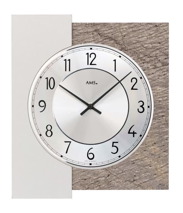 Horloge murale moderne rectangulaire en aluminium et bois