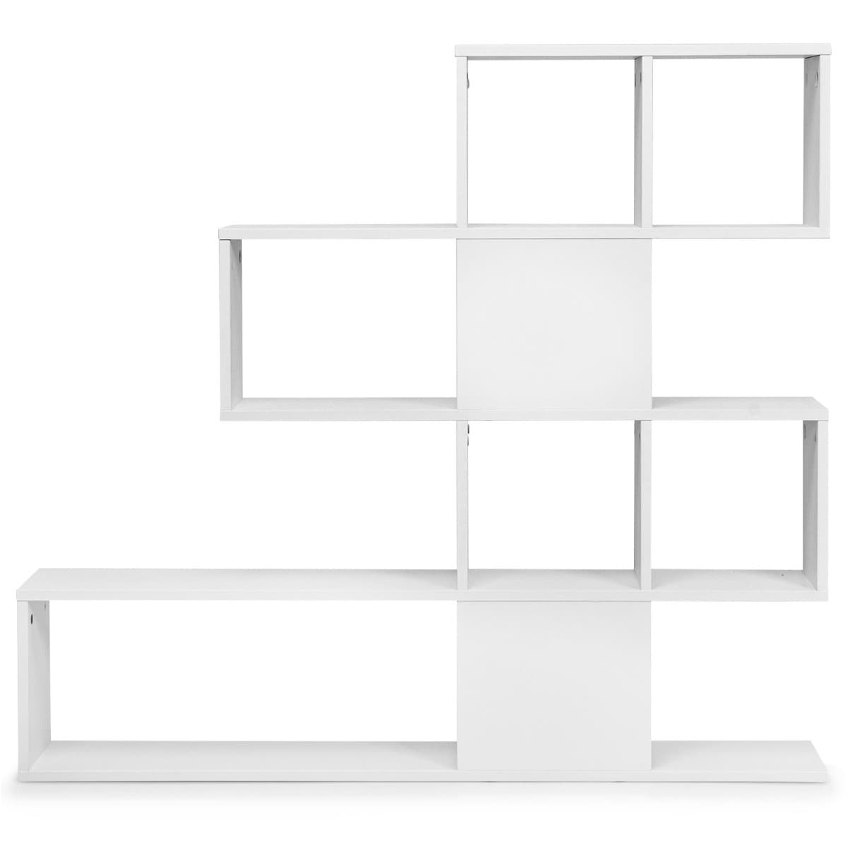 CostwayBibliothèque à 5 Niveaux 120x19,5x109 CM Étagère de Rangement avec Dispositif Anti-basculement et Patins Antidérapants Blanc